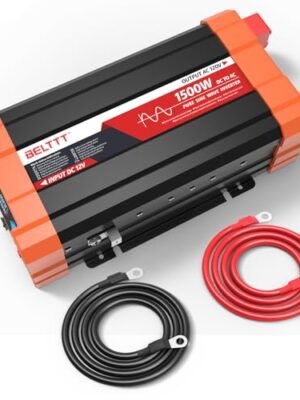 BELTTT 1500W Pure Sine Wave Inverter 12V to 120V AC, Inverter 12V to 110V Converter for Solar, Off-Grid, RV, Truck, Power Inverter with Dual AC Socket, 5V 2.1A USB, Surge 3000W, Smart LCD Display