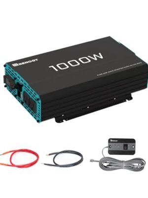 Renogy 1000W Pure Sine Wave Inverter 12V DC to 120V AC Converter for Home, RV, Truck, Off-Grid Solar Power 110V with Built-in 5V/2.1A USB Port, Hardwire Remote Controller