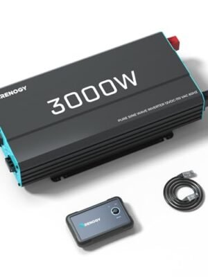 Renogy Inverter P2 3000W Pure Sine Wave Inverter 12V DC to 120V AC Converter for Home, RV, Truck, Camping, Trailer, with Wired Remote Controller, Support Li, AGM, SLD, GEL, FLD Batteries